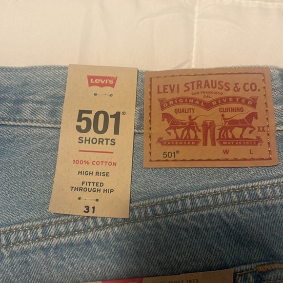 NWT Women’s Levi 501 Blue Jean Shorts Size 31 Button Fly High Rise - Picture 4 of 12